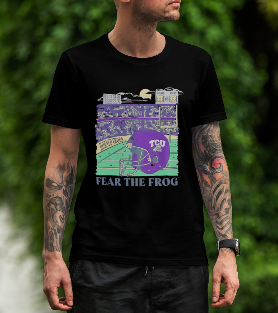 TCU Horned Frogs Football Fear The Frog Helmet Stadium Scene T-Shirt