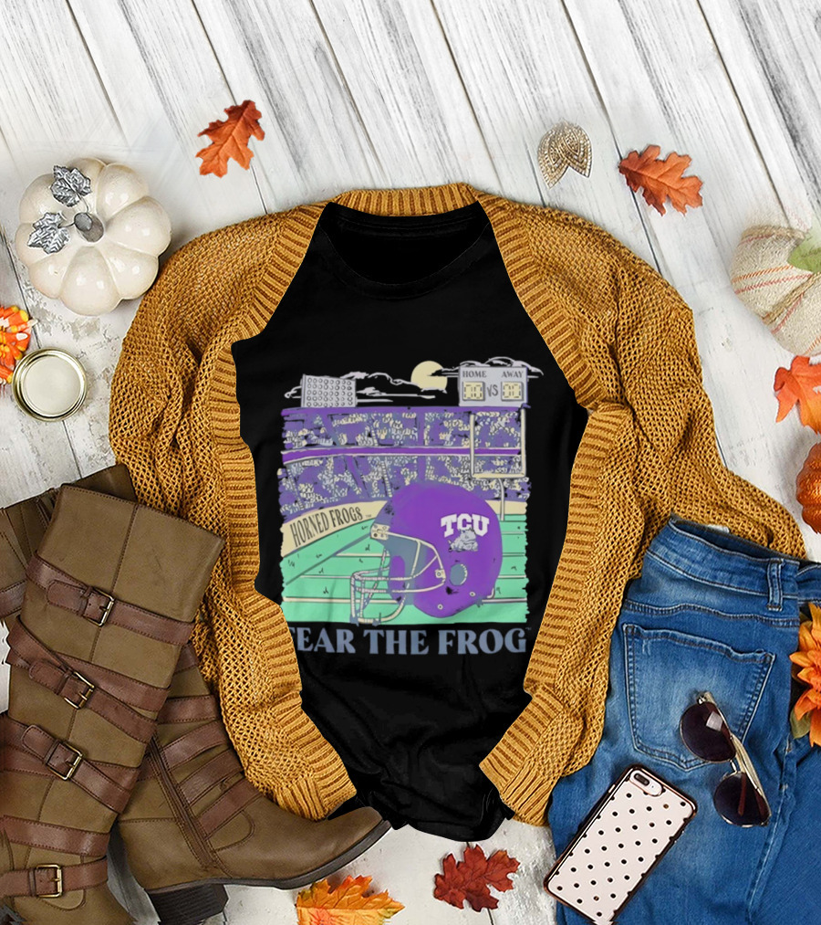 TCU Horned Frogs Football Fear The Frog Helmet Stadium Scene T-Shirt