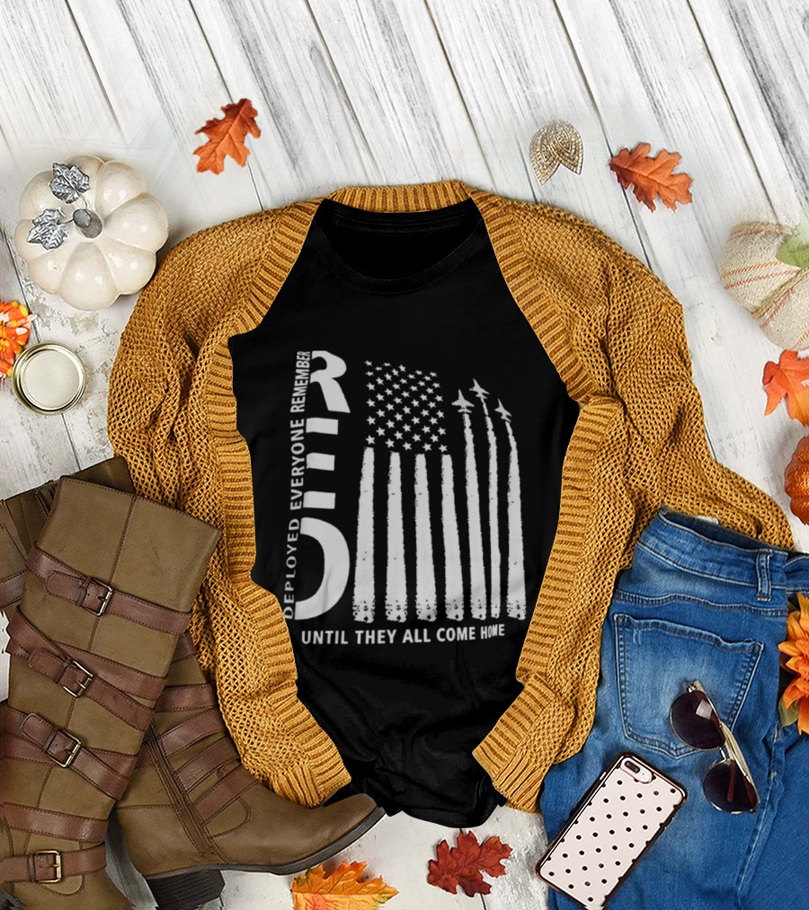 R.E.D. Friday Deployed Everyone Remember Until They All Come Home Flag Design with Jets T-Shirt