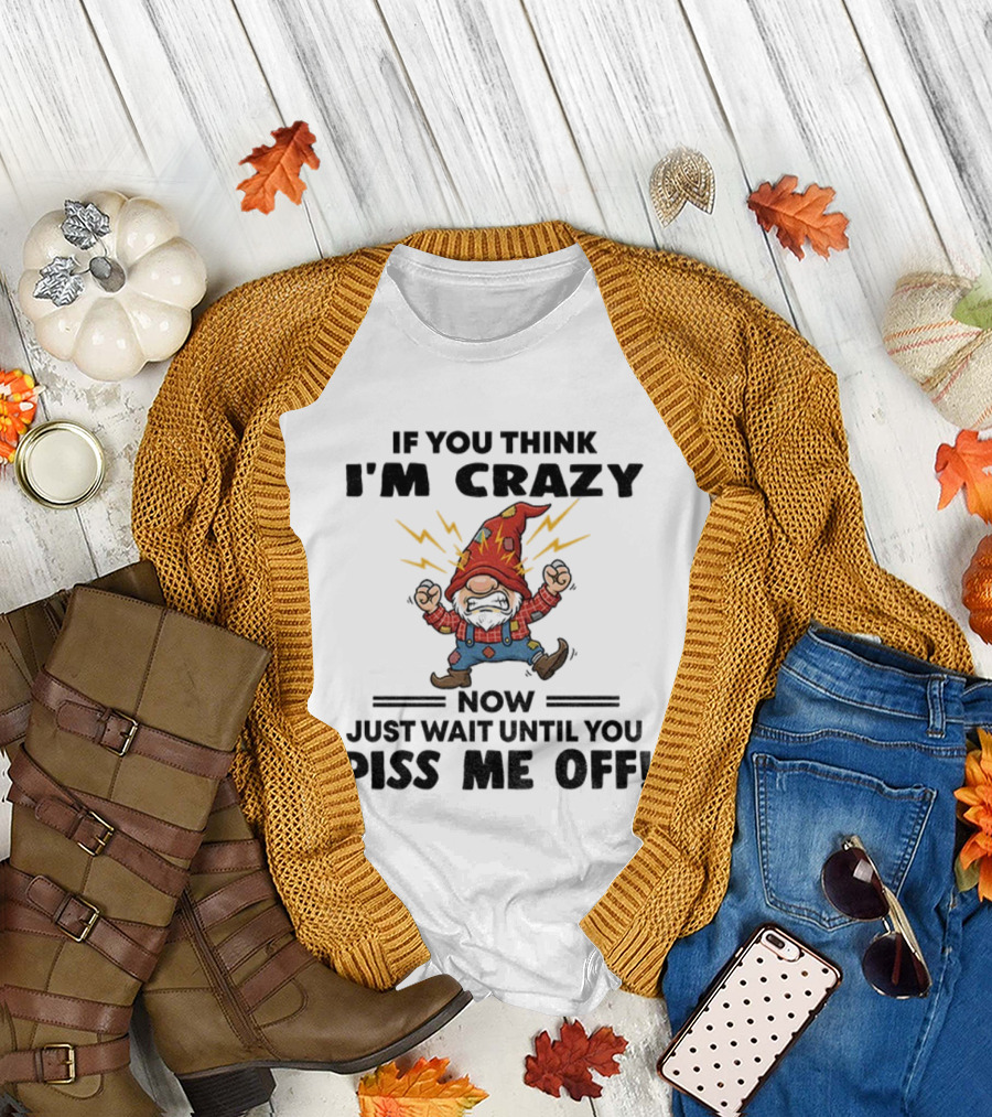 If You Think I'm Crazy Now Just Wait Until You Piss Me Off Grumpy Gnome Lightning Hat T-Shirt