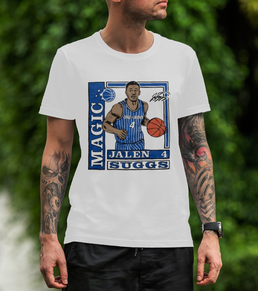 Orlando Magic Jalen Suggs Signature Wax Pack Basketball Player Number 4 T-Shirt
