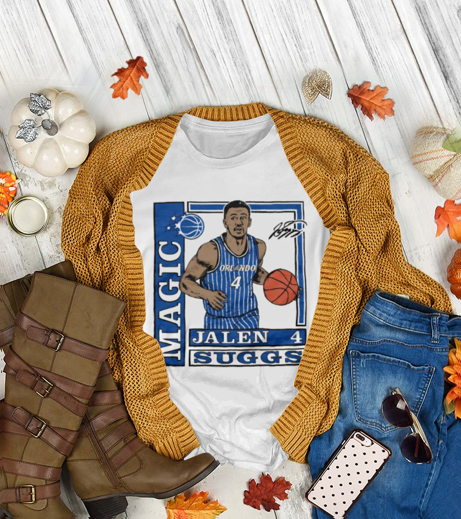 Orlando Magic Jalen Suggs Signature Wax Pack Basketball Player Number 4 T-Shirt