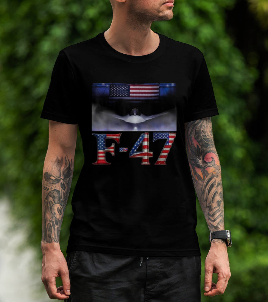 F-47 Fighter Jet American Flag Aircraft T-Shirt
