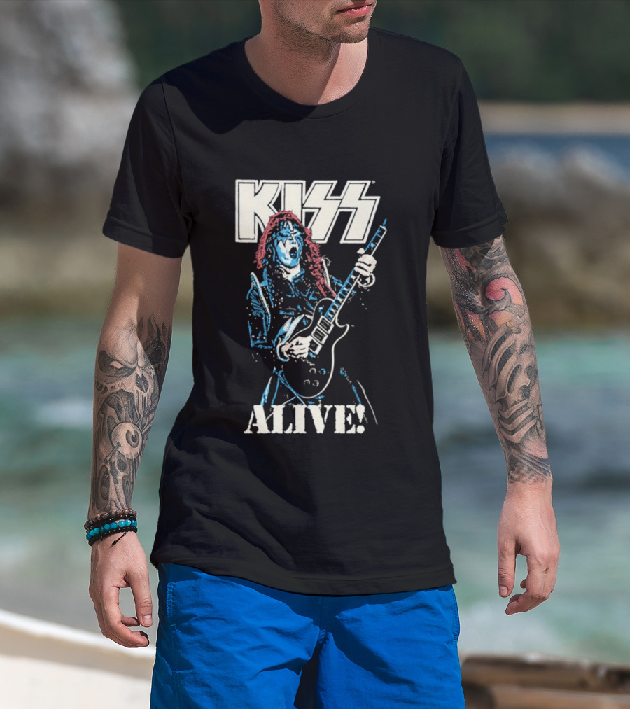 KISS Alive Spaceman Guitarist Retro Style T-Shirt