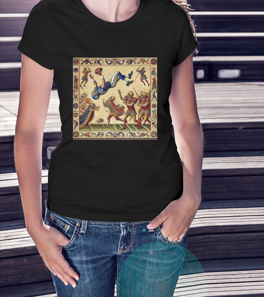 Detroit Lions Vs Washington Commanders 2025 NFL Bayeux Tapestry Style T-Shirt