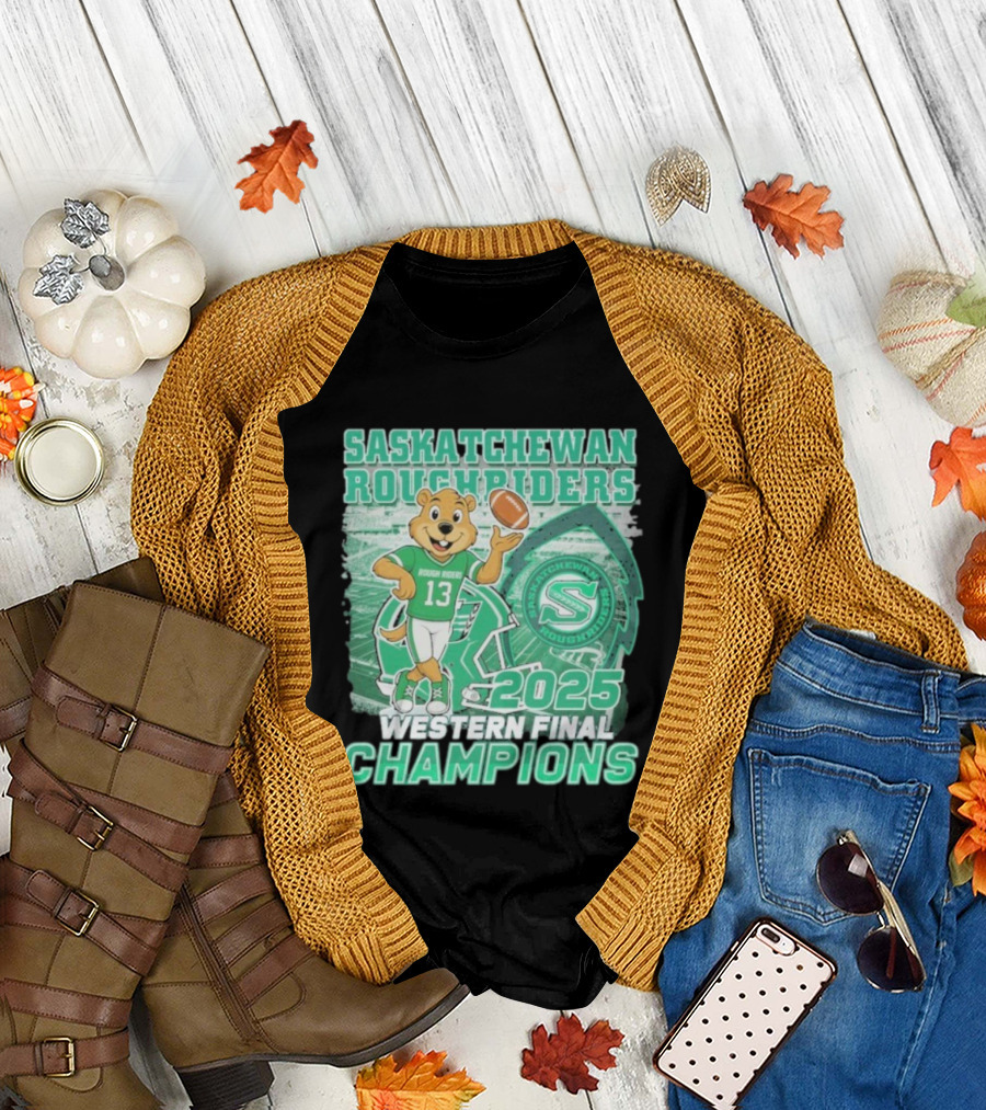 Saskatchewan Roughriders 2025 Western Final Champions Mascot Football T-Shirt