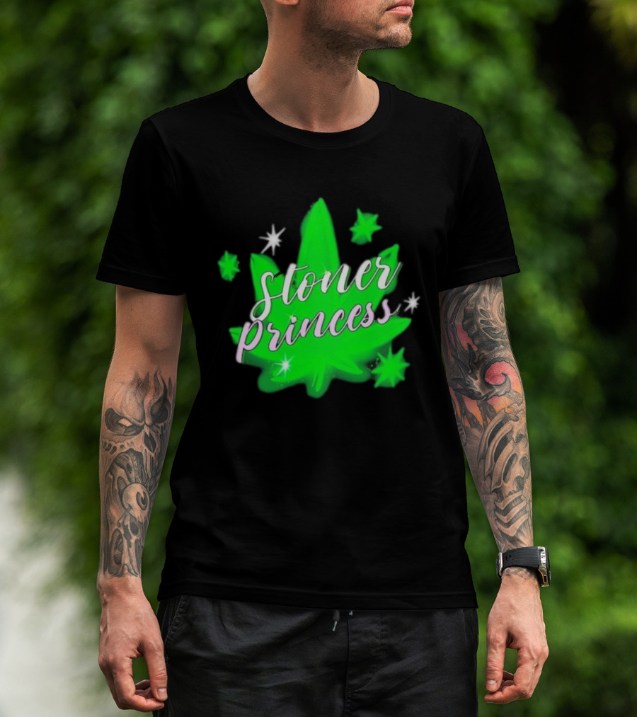 Stoner Princess Cannabis Leaf Royalty Stars T-Shirt