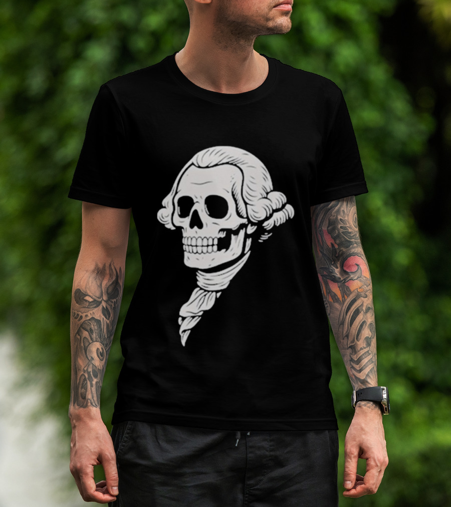 Poor Richard Monogram Skull Wig Icon T-Shirt