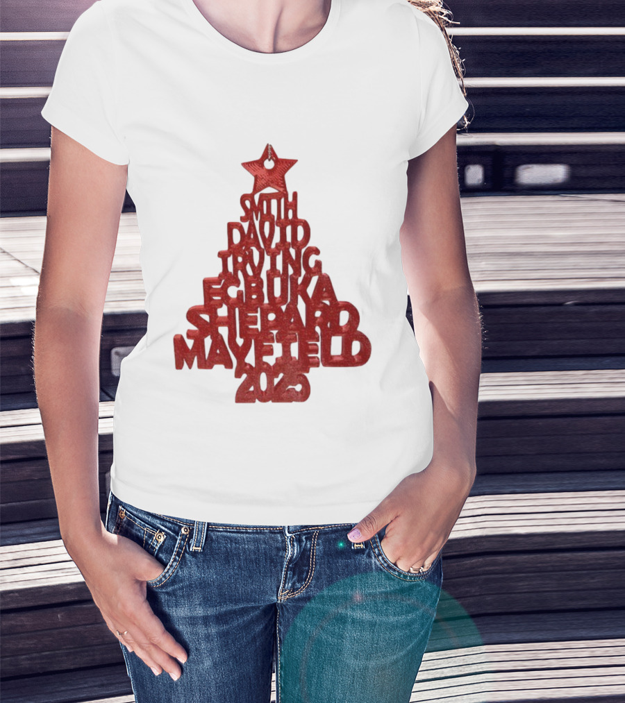 2025 Smith David Irving Egbuka Shepard Mayfield Christmas Tree T-Shirt