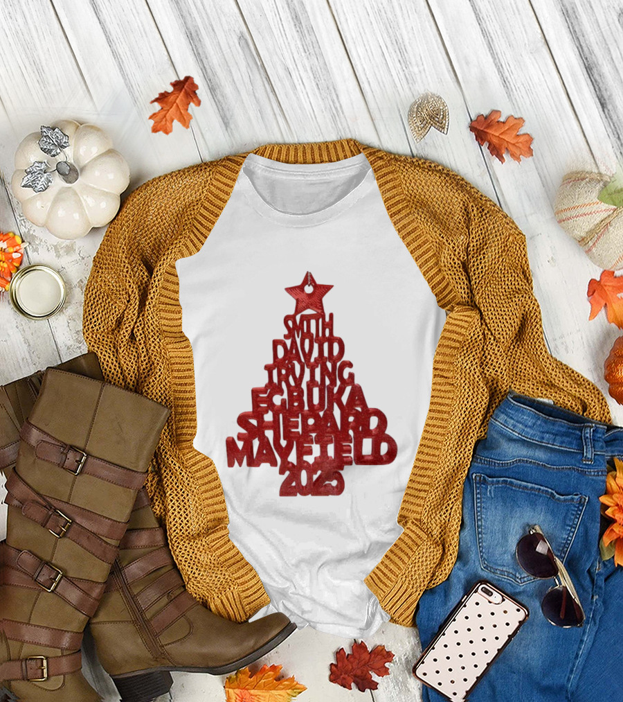 2025 Smith David Irving Egbuka Shepard Mayfield Christmas Tree T-Shirt