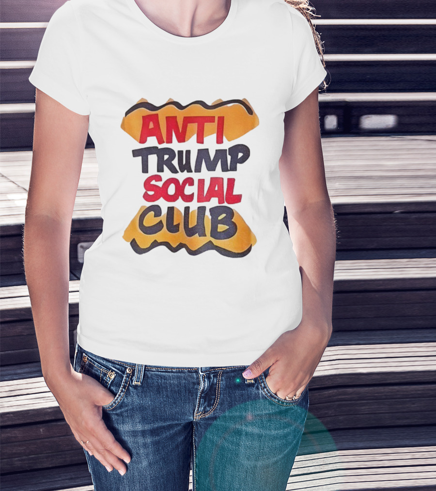 Anti Trump Social Club Parody Typography Political Statement T-Shirt