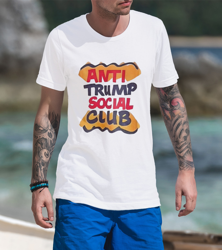 Anti Trump Social Club Parody Typography Political Statement T-Shirt