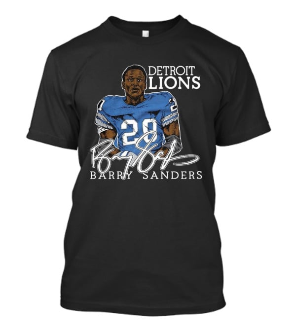 Detroit Lions Barry Sanders 20 Retired Player Classic Signature T-Shirt