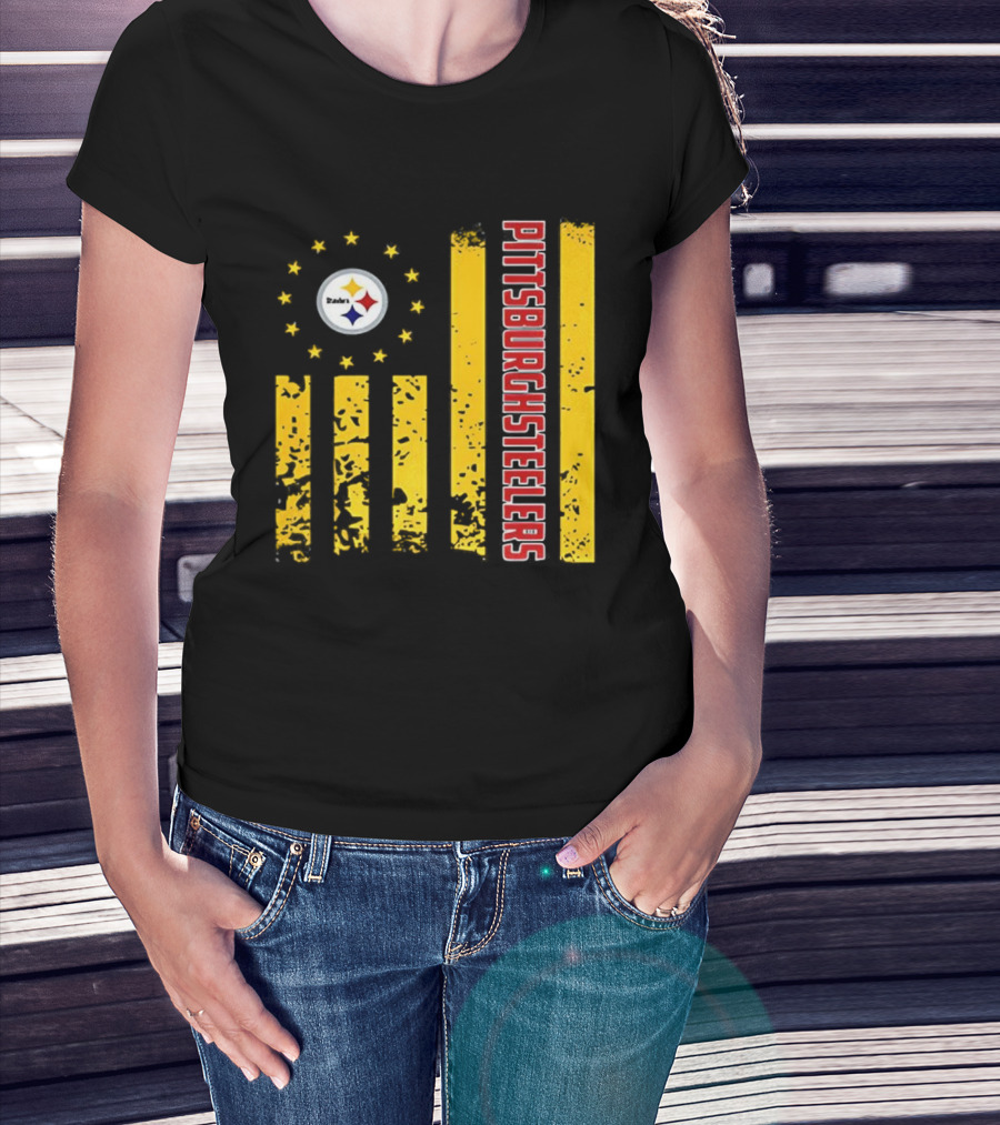 Pittsburgh Steelers American Flag NFL Steelmark Stars Stripes T-Shirt