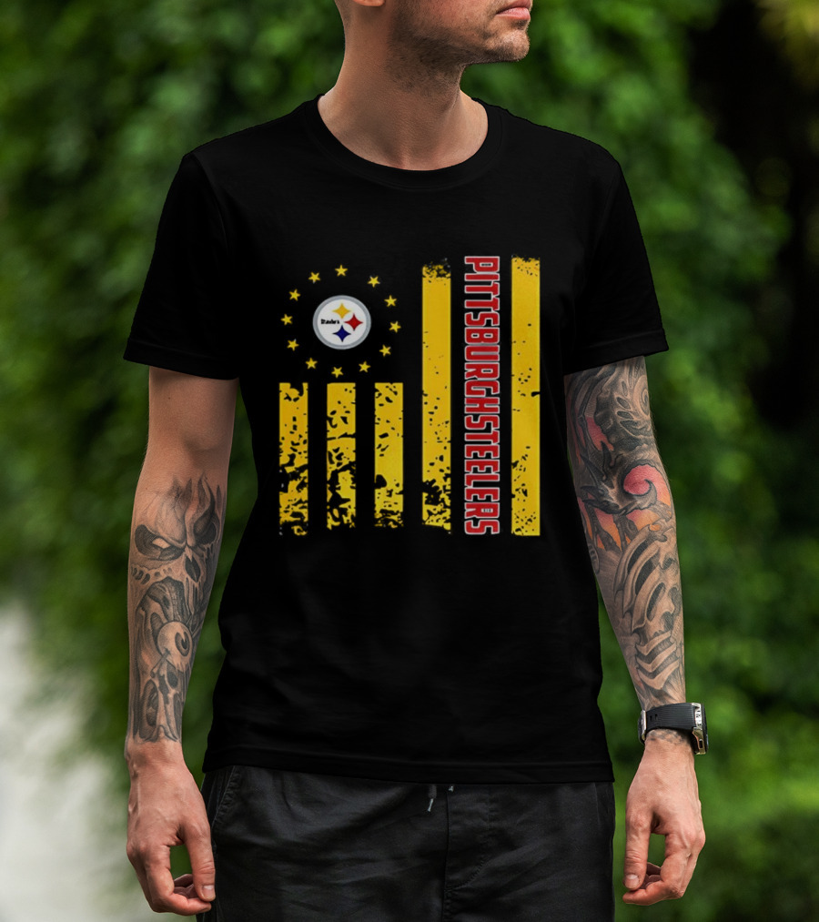 Pittsburgh Steelers American Flag NFL Steelmark Stars Stripes T-Shirt