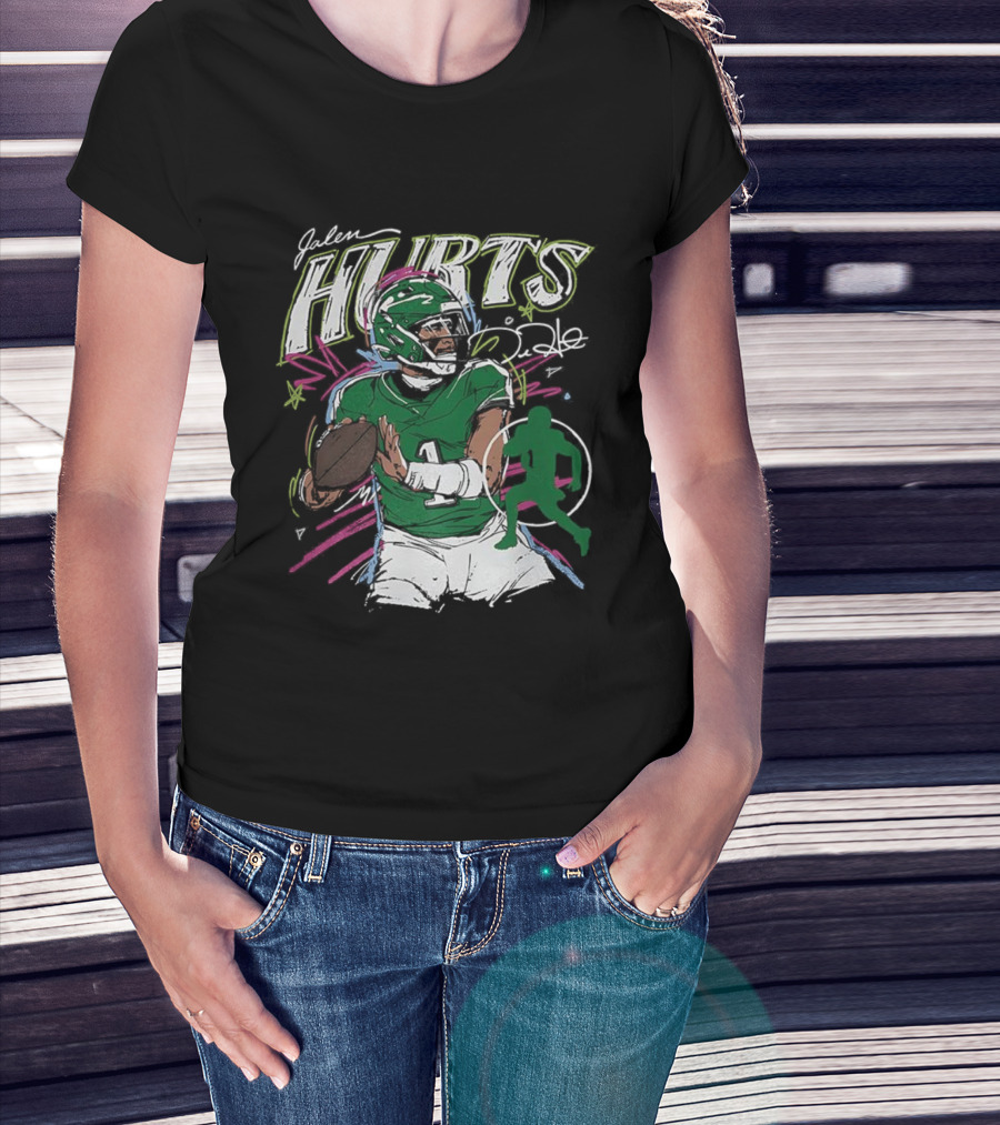 Jalen Hurts Philadelphia Eagles Football Scribble Signature Art Style T-Shirt