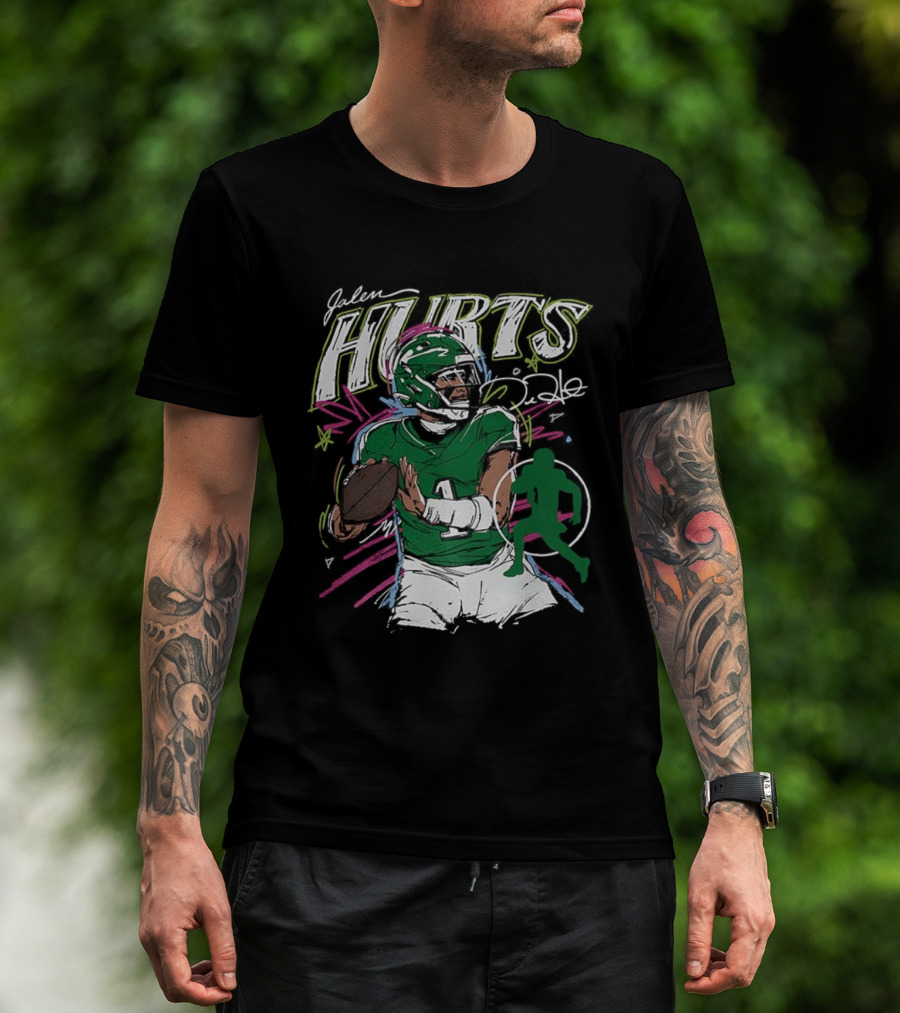 Jalen Hurts Philadelphia Eagles Football Scribble Signature Art Style T-Shirt