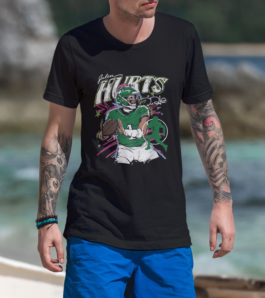 Jalen Hurts Philadelphia Eagles Football Scribble Signature Art Style T-Shirt