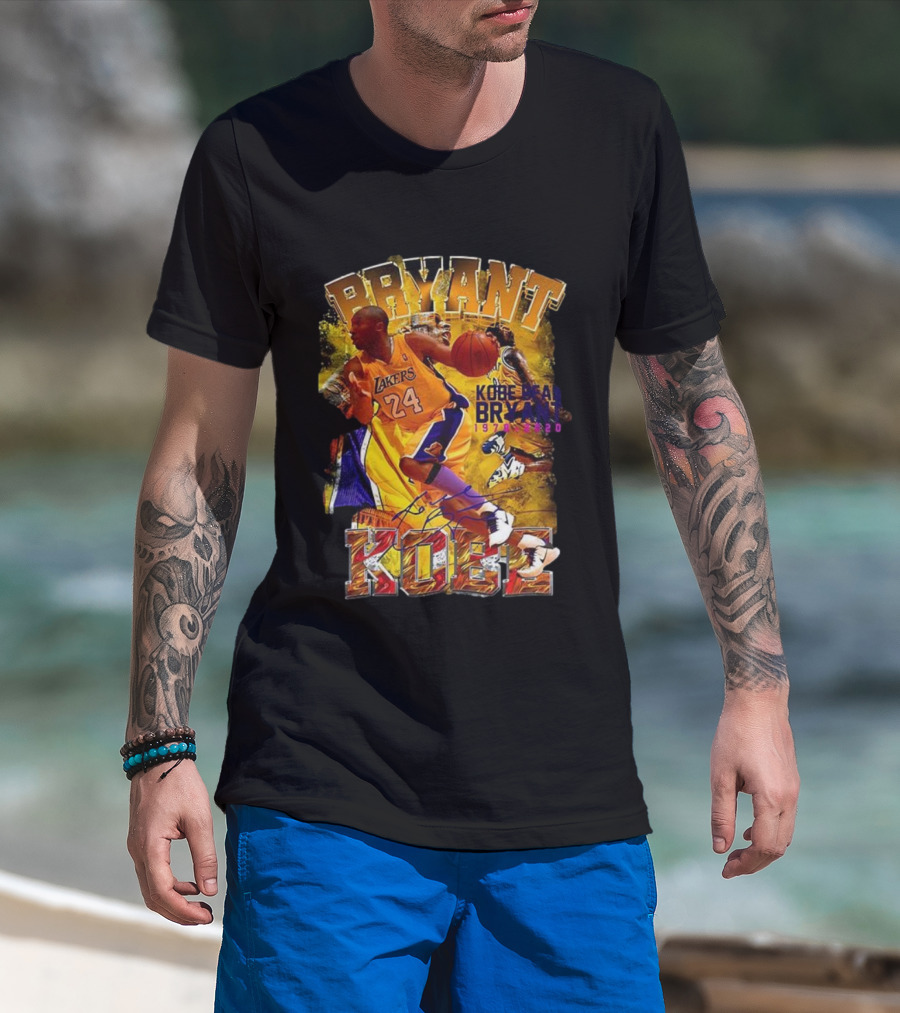 Kobe Bryant Lakers 24 Signature Basketball Legend 1978 2020 Tribute T-Shirt