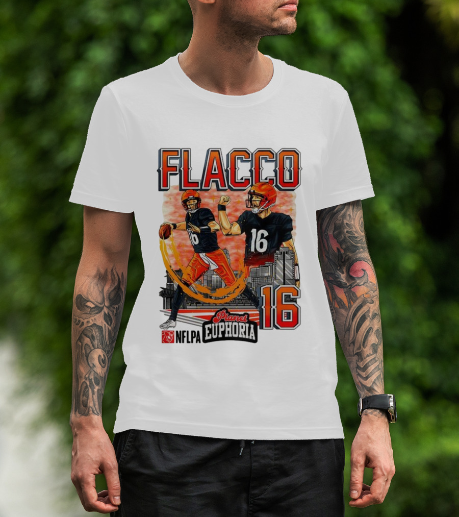 Joe Flacco Cincinnati Bengals Number 16 Planet Euphoria Skyline NFLPA T-Shirt