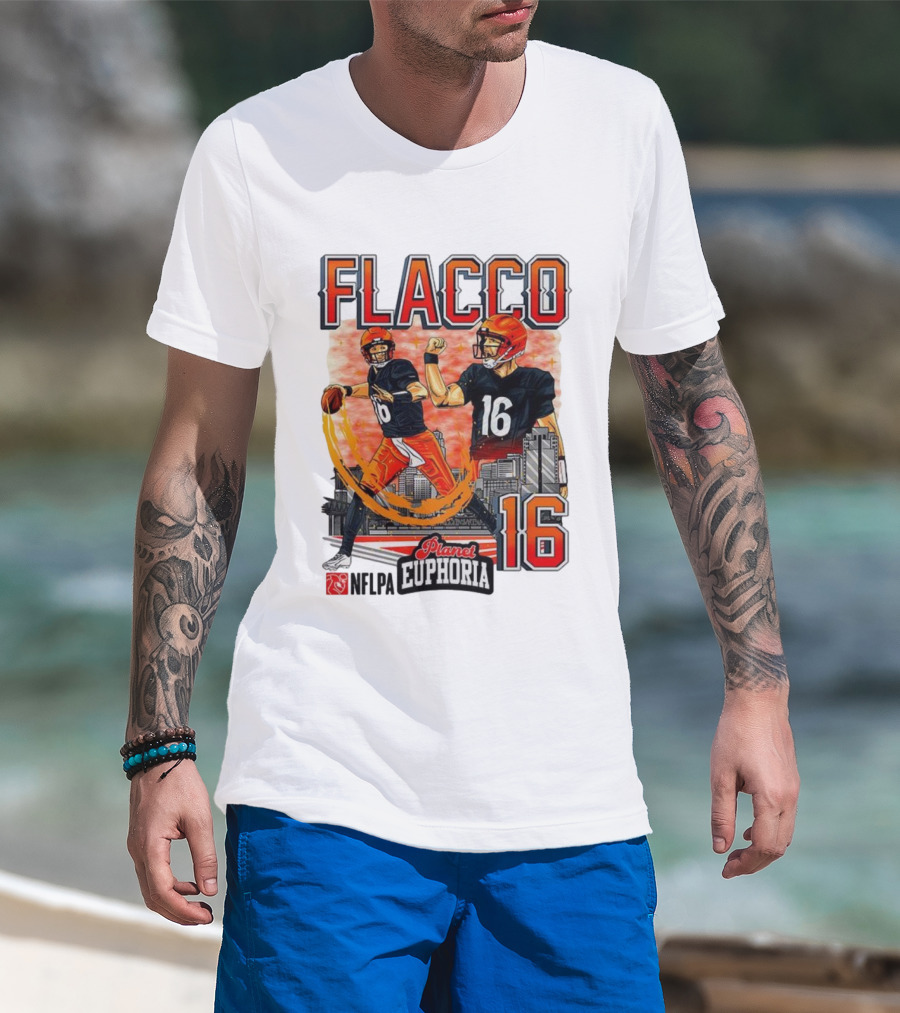 Joe Flacco Cincinnati Bengals Number 16 Planet Euphoria Skyline NFLPA T-Shirt