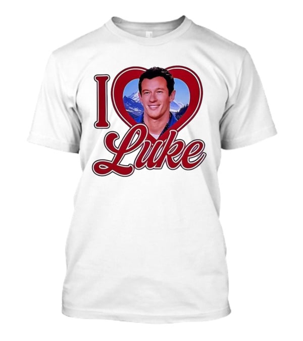 I Love Luke Heart Photo Mountain Background T-Shirt