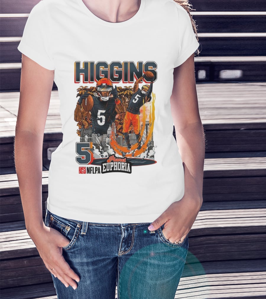 Higgins Cincinnati Number 5 Planet Euphoria Skyline Football T-Shirt