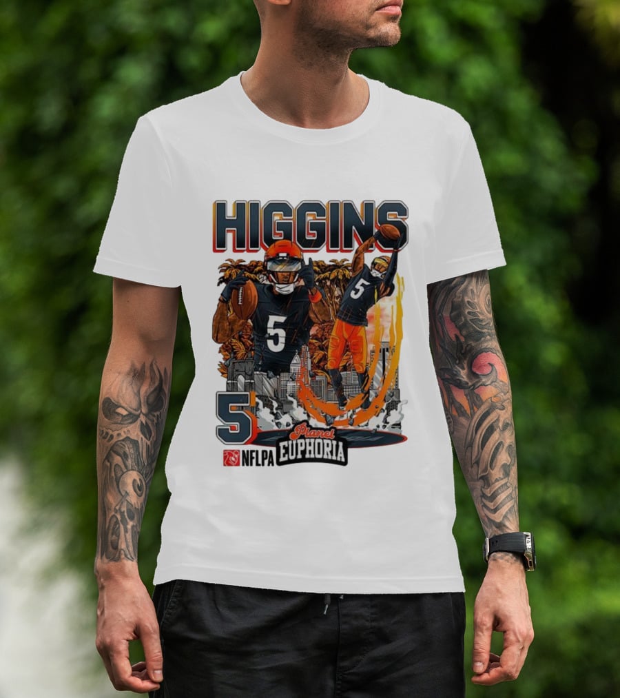 Higgins Cincinnati Number 5 Planet Euphoria Skyline Football T-Shirt
