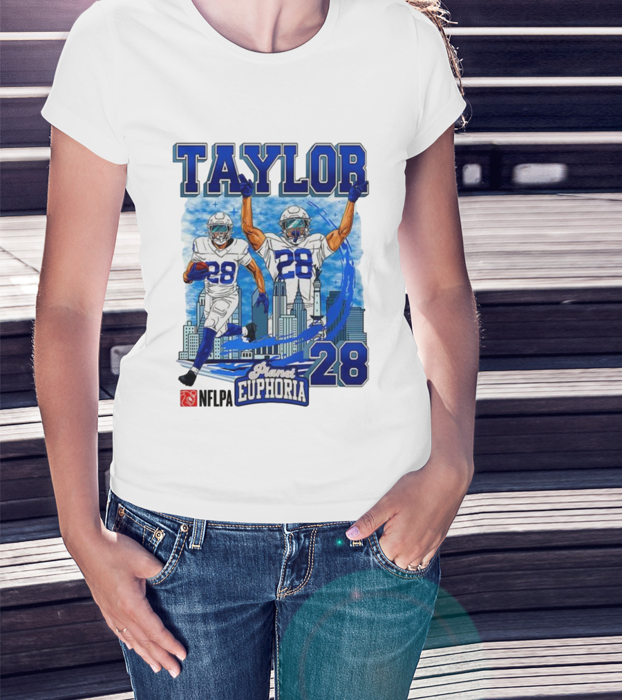 Taylor Indianapolis Planet Euphoria NFLPA Number 28 Skyline T-Shirt