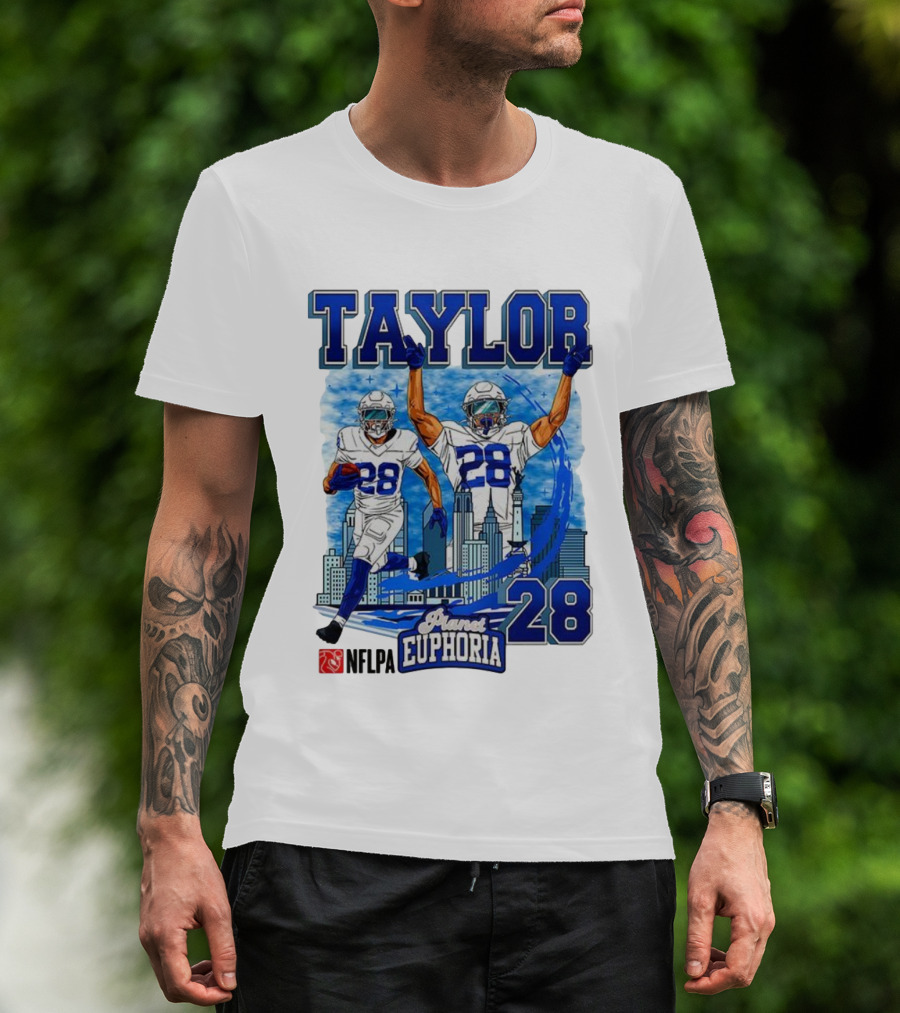 Taylor Indianapolis Planet Euphoria NFLPA Number 28 Skyline T-Shirt