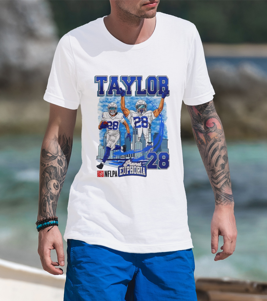 Taylor Indianapolis Planet Euphoria NFLPA Number 28 Skyline T-Shirt