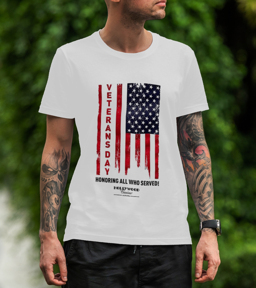 Veterans Day Honoring All Who Served Hollywood Flag Stars And Stripes T-Shirt