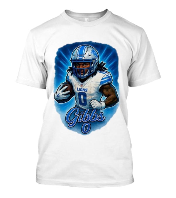 Gibbs Detroit Lions Number 0 Football Caricature T-Shirt