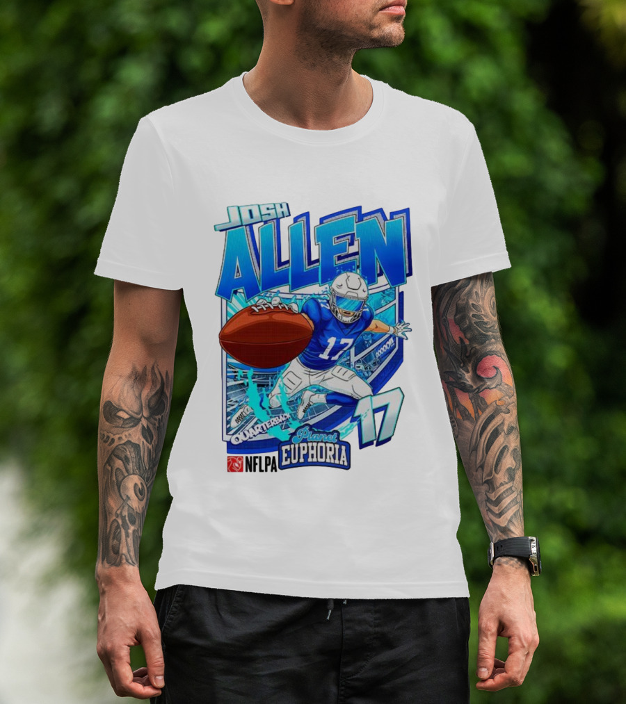 Josh Allen NFLPA Planet Euphoria Quarterback 17 Football Cartoon Gooooo T-Shirt