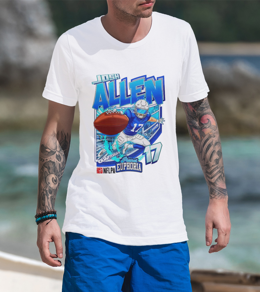 Josh Allen NFLPA Planet Euphoria Quarterback 17 Football Cartoon Gooooo T-Shirt