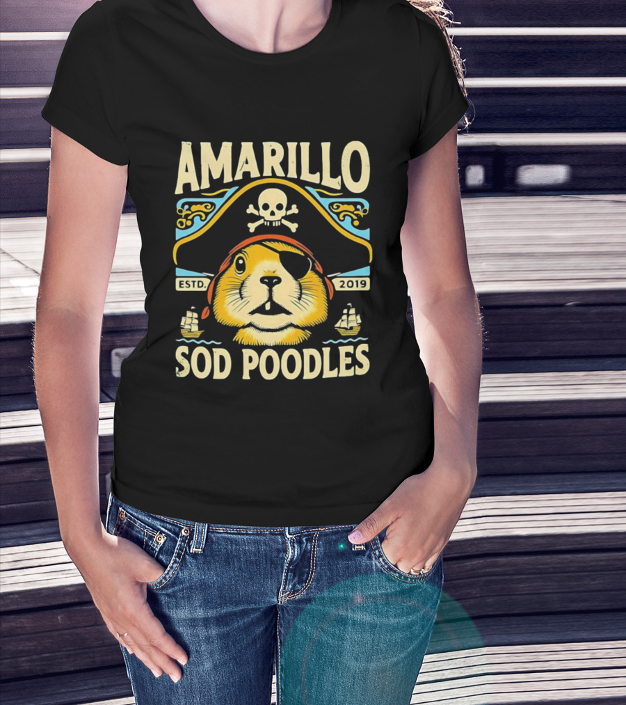 Amarillo Sod Poodles Pirate Prairie Dog Estd 2019 T-Shirt