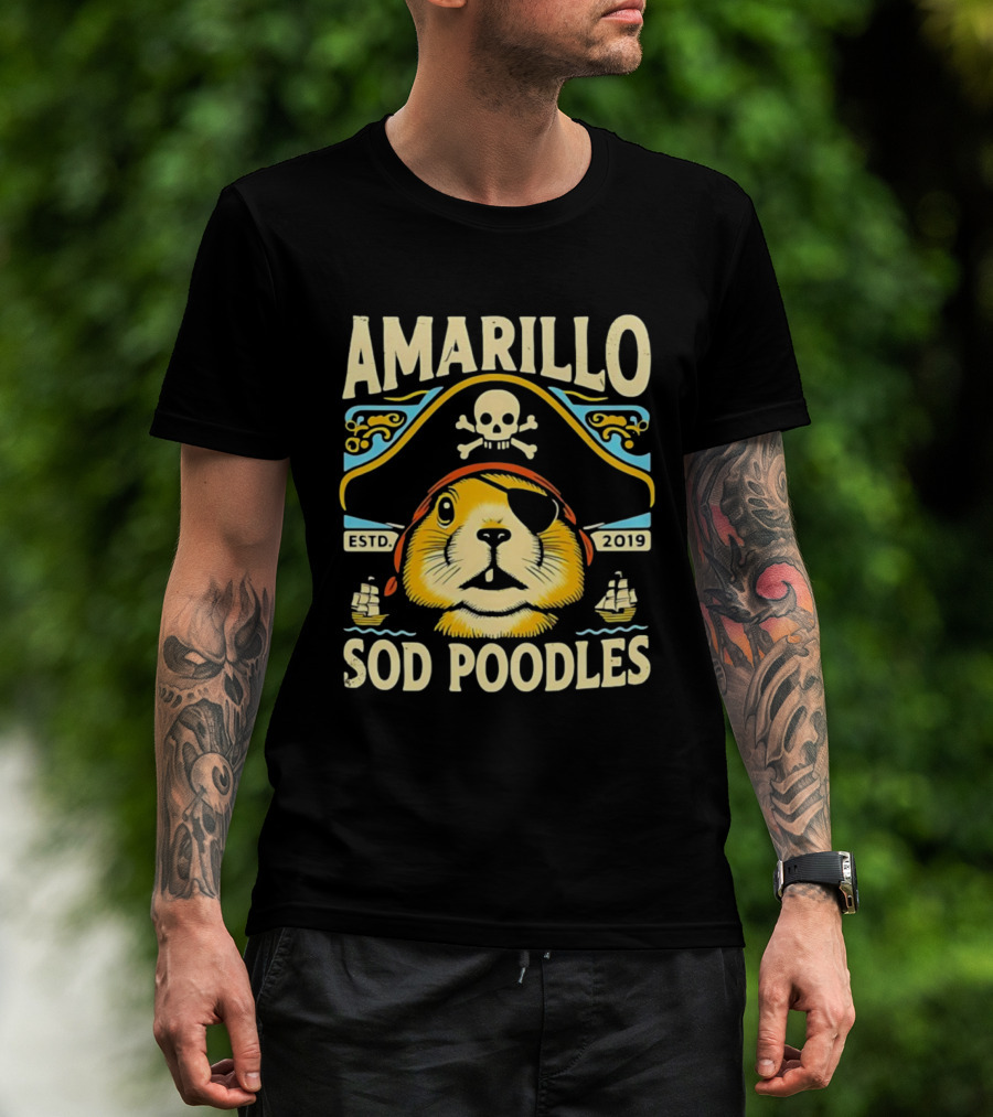 Amarillo Sod Poodles Pirate Prairie Dog Estd 2019 T-Shirt