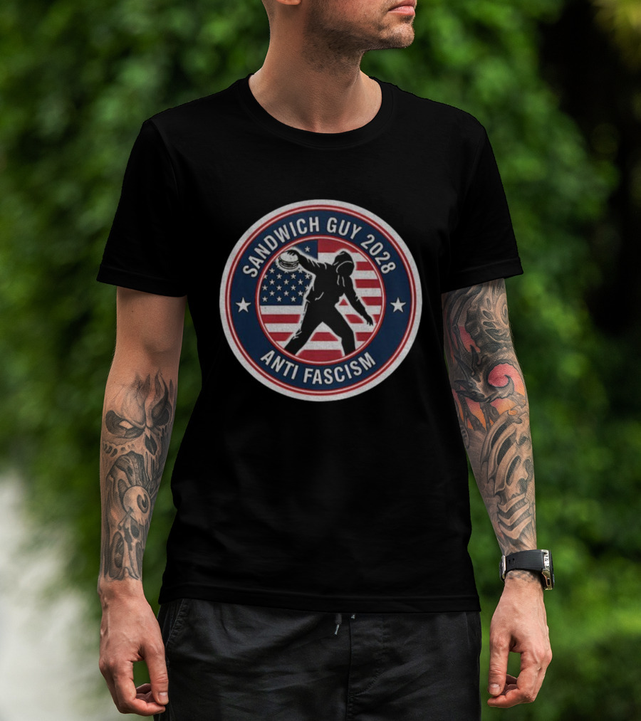 Sandwich Guy 2028 Anti Fascism American Flag T-Shirt