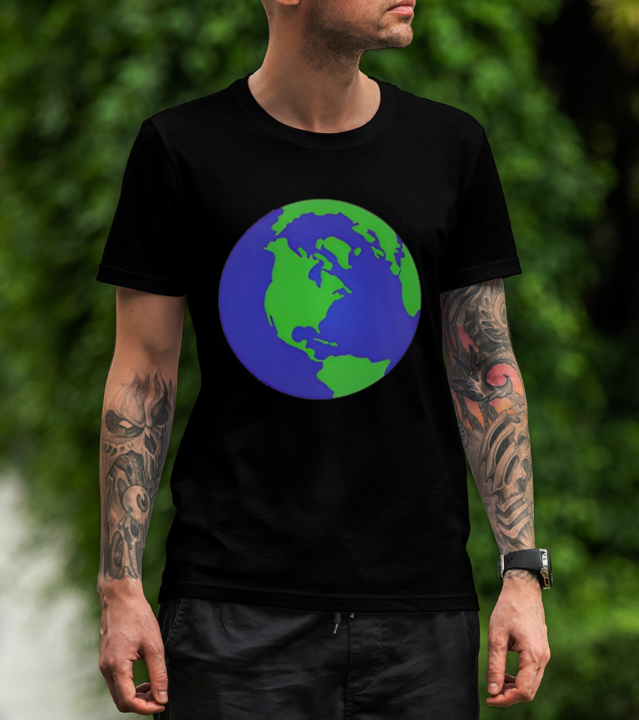 The Office Earth Globe Blue Green Map Design T-Shirt