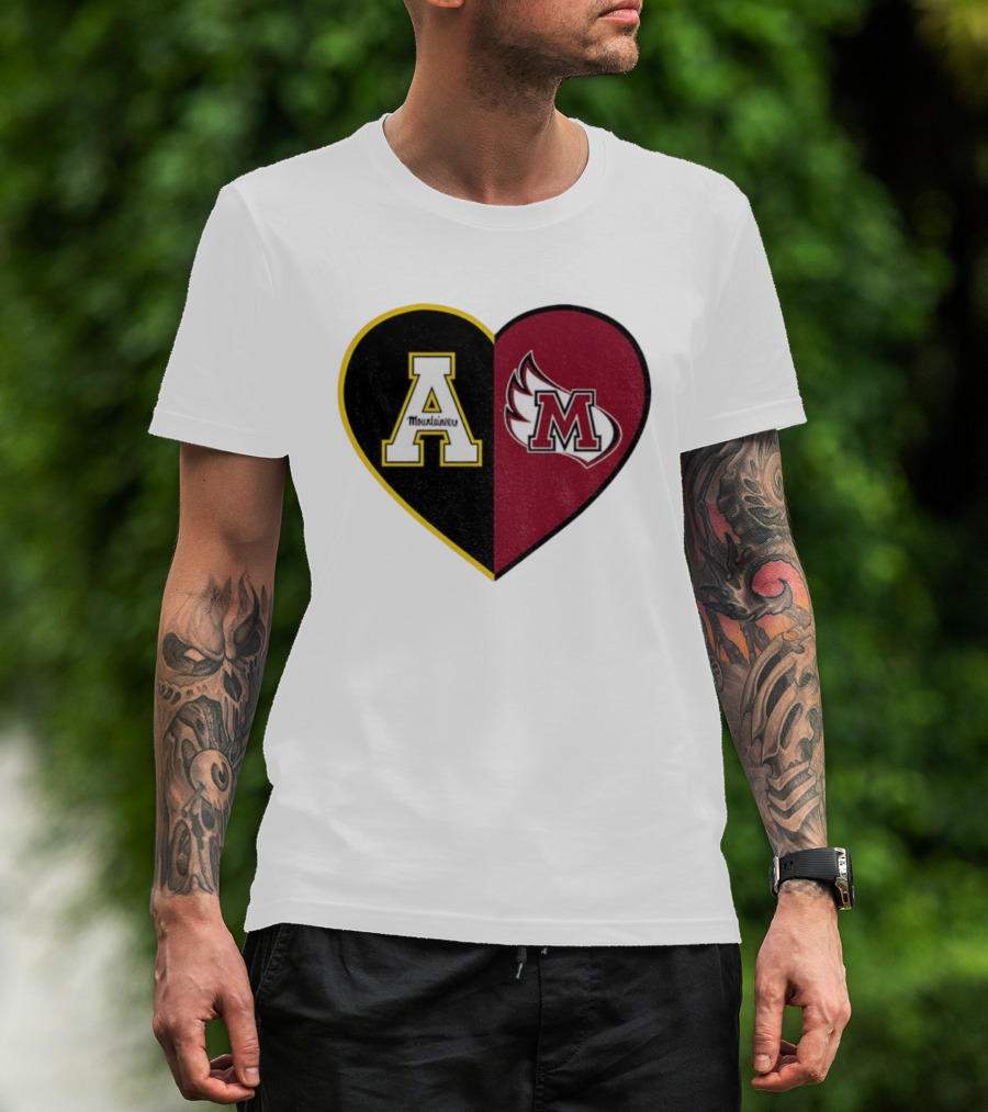 Appalachian State Mountaineers Meredith College Angels Split Heart Personalized T-Shirt
