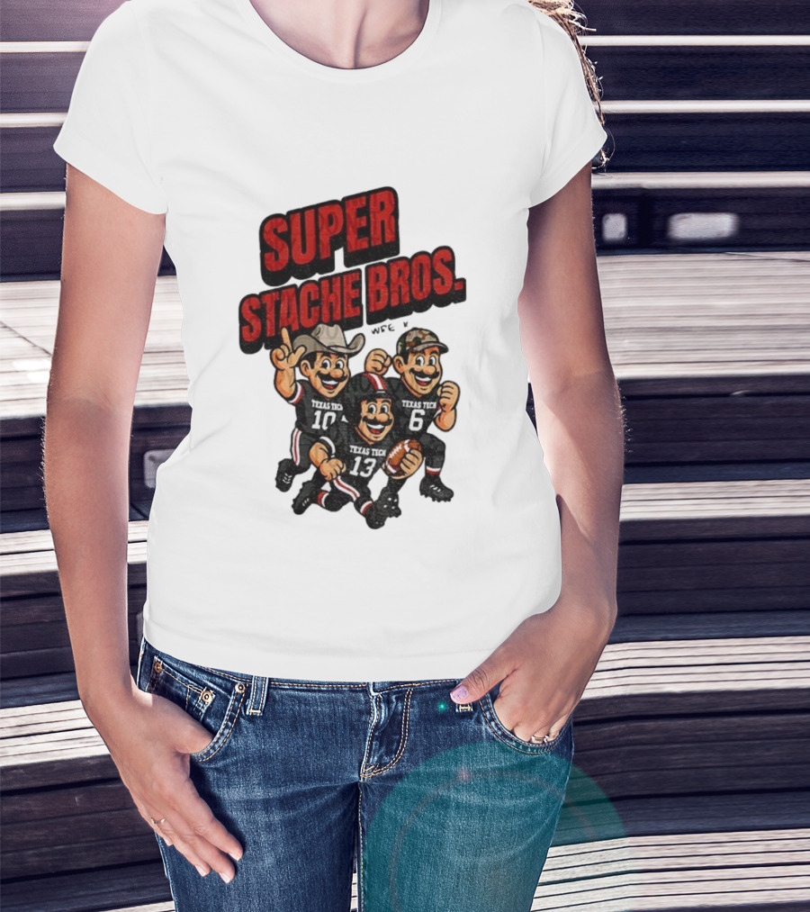 Texas Tech Red Raiders Super Stache Bros Cartoon Football Game Day T-Shirt
