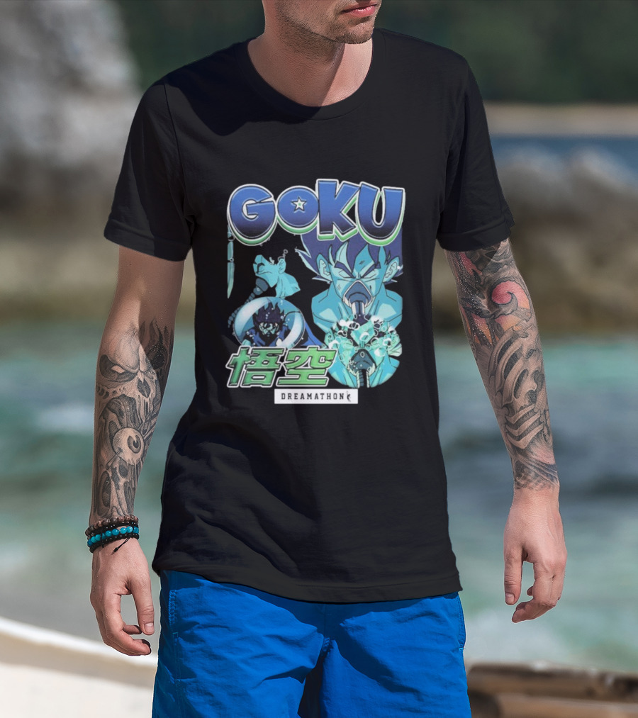 Goku Dreamathon Dragon Ball Blue Aura Kamehameha Burst T-Shirt