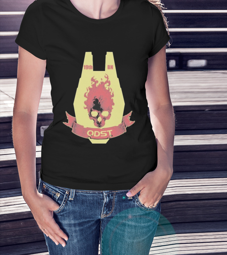 19th BN ODST Flaming Skull Emblem T-Shirt