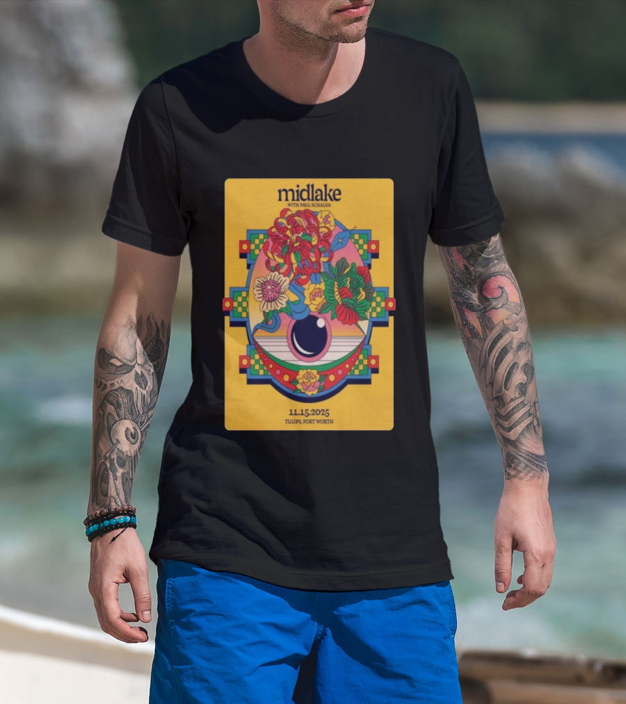Midlake With Paul Schalda Tulips Fort Worth 11 15 2025 Psychedelic Flower Art T-Shirt