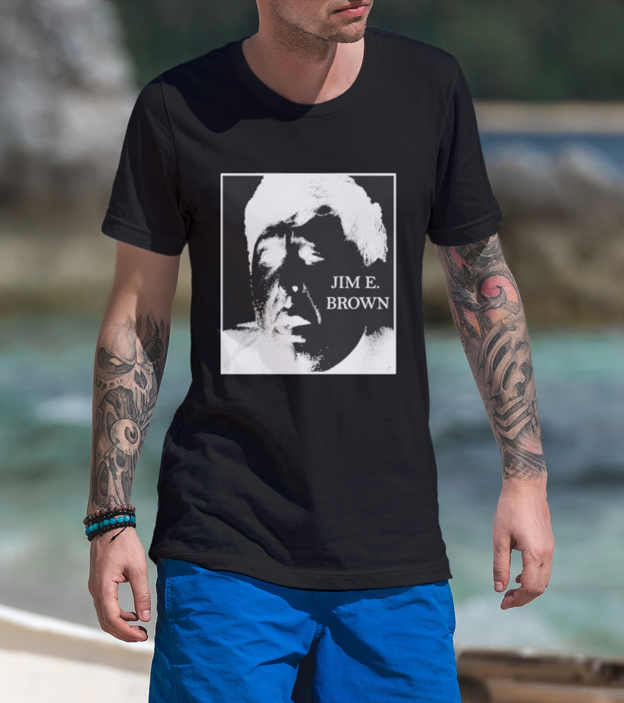 Jim E. Brown Face Monochrome High Contrast T-Shirt