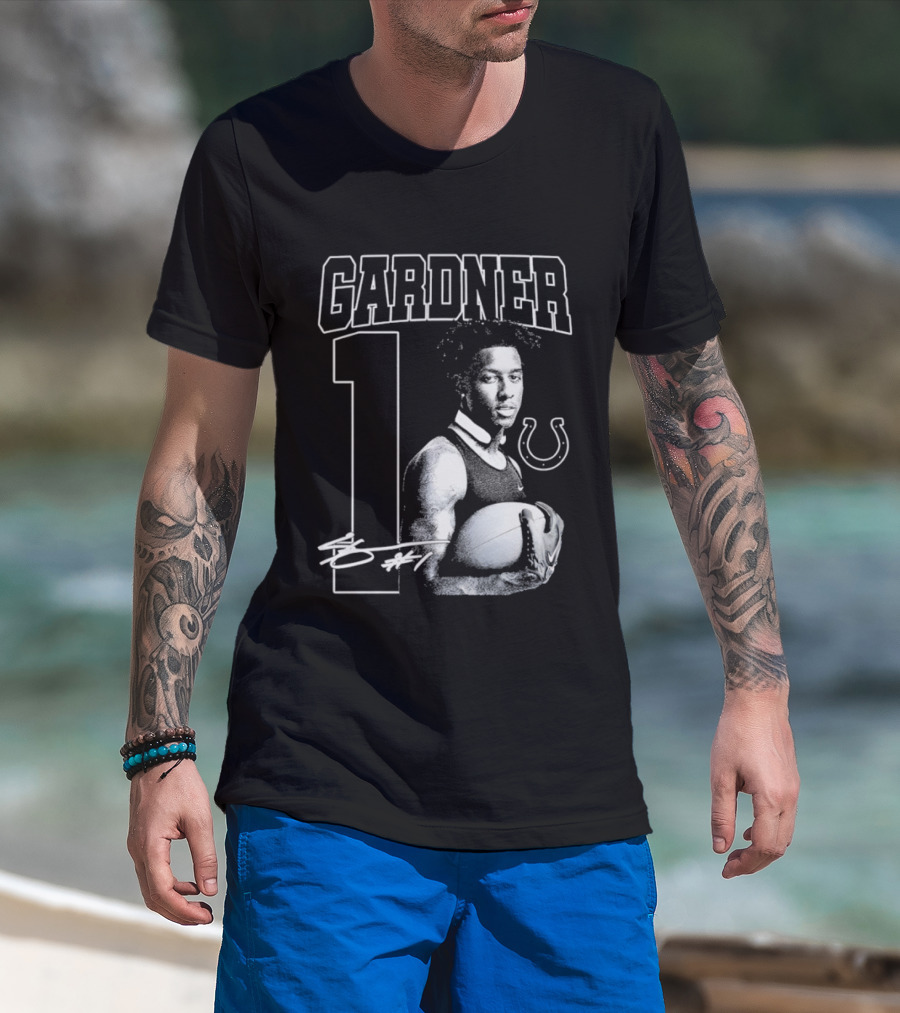 Gardner 1 Indianapolis Colts NFL Football Vintage Signature T-Shirt