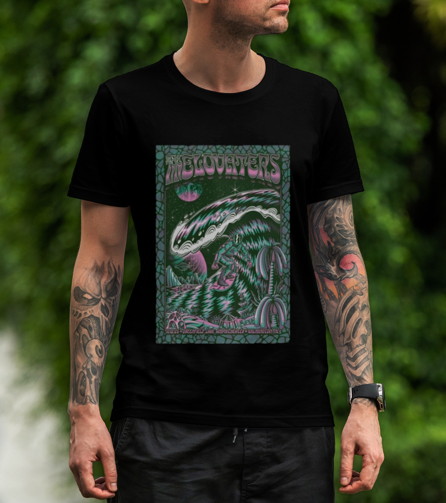 The Elovaters Greenfield Lake Amphitheater Wilmington NC Nov 12 2025 Wave Surf Psychedelic Art T-Shirt