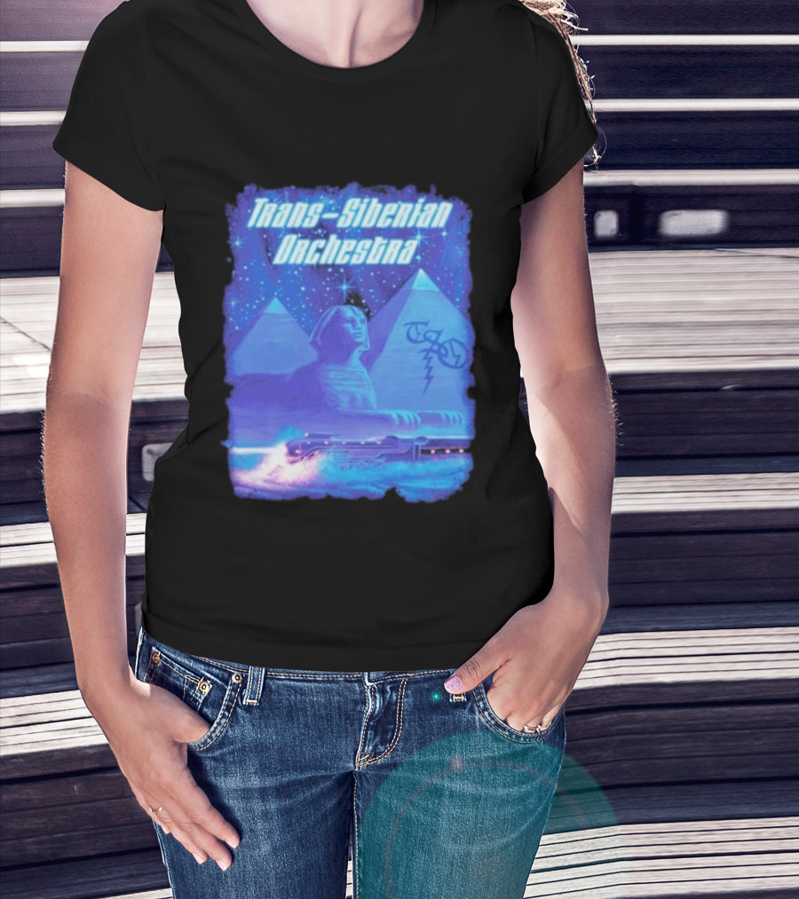 Trans-Siberian Orchestra Sphynx Train Pyramids Lightning Guitar Scene T-Shirt