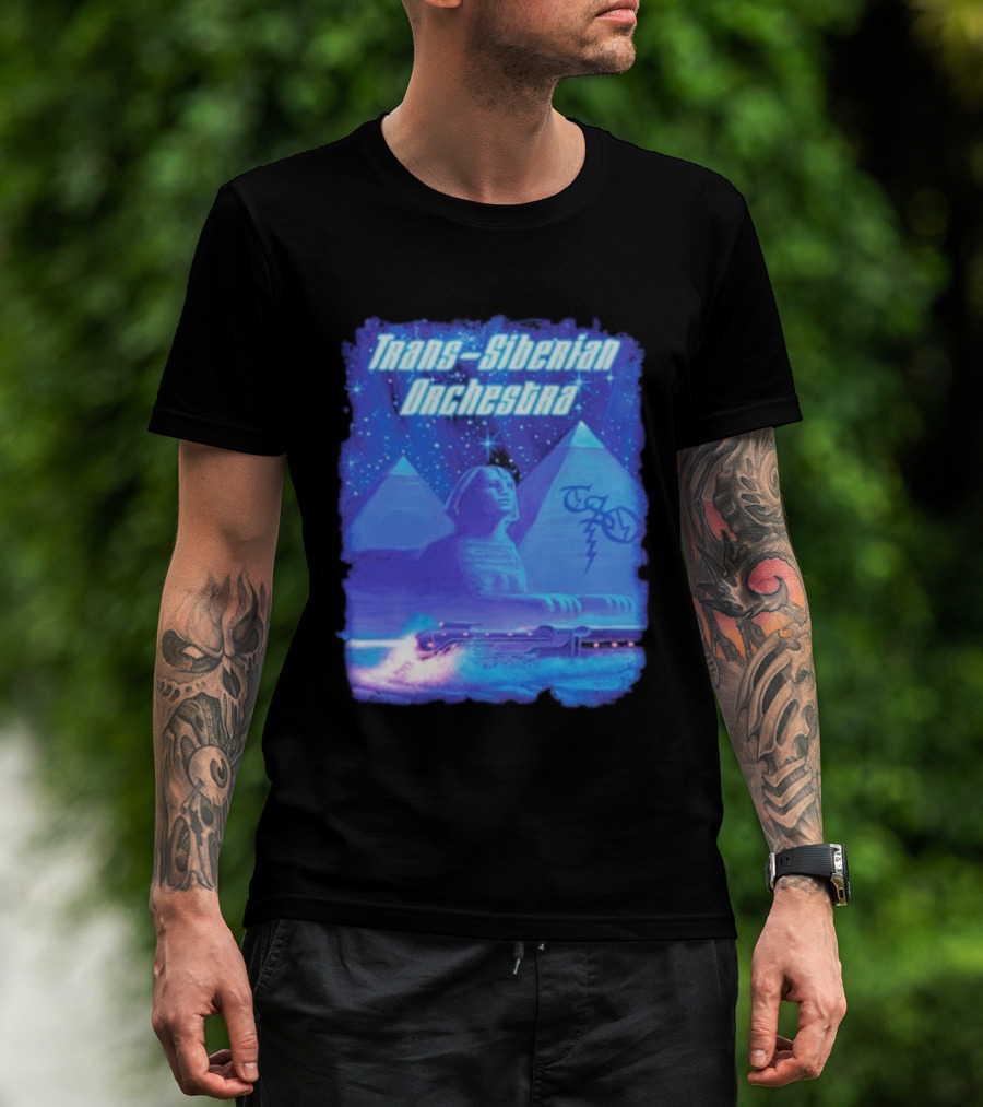 Trans-Siberian Orchestra Sphynx Train Pyramids Lightning Guitar Scene T-Shirt