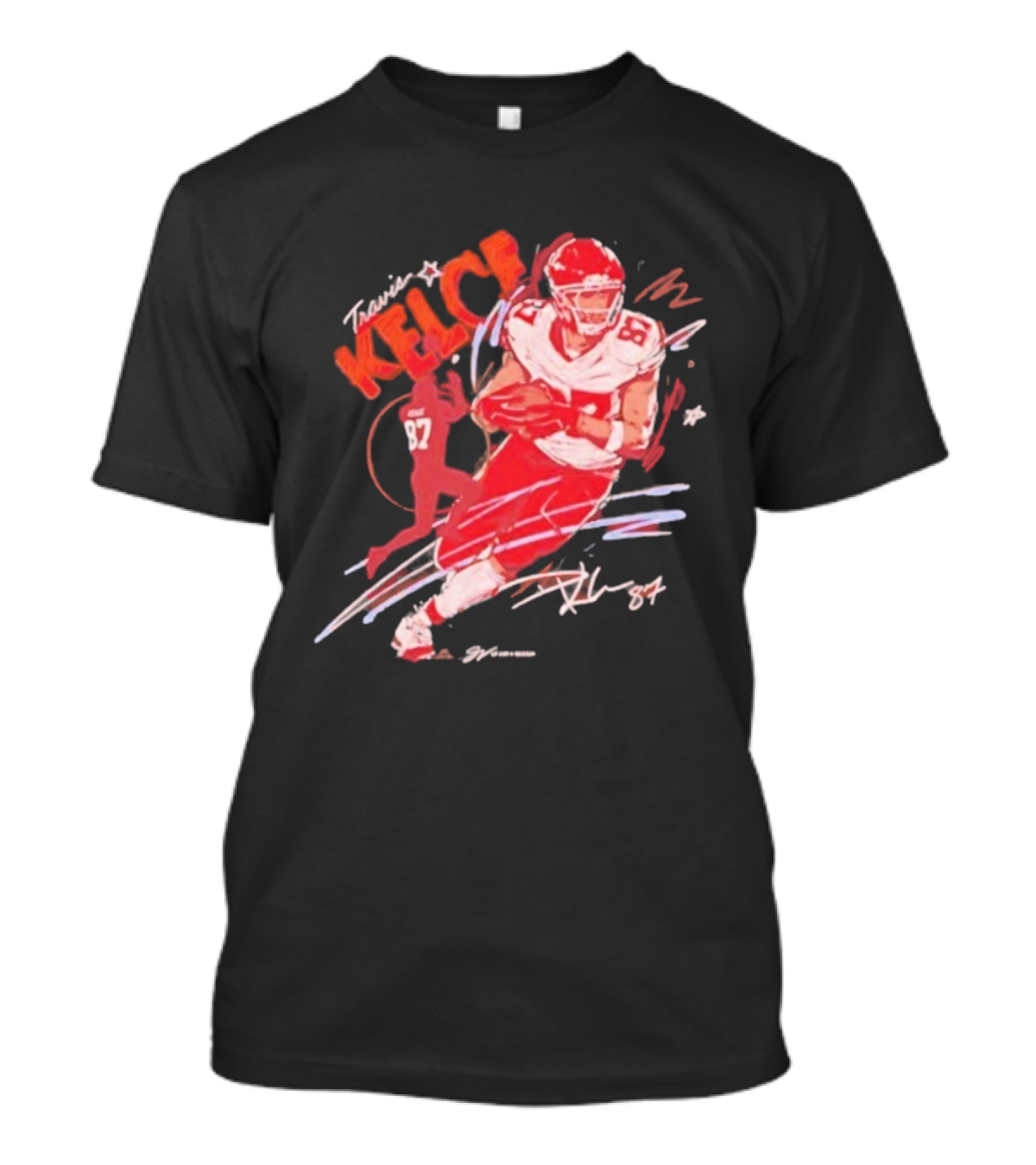 Travis Kelce Kansas City Chiefs 87 Scribble Signature T-Shirt